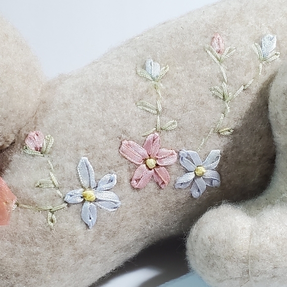 Mitchell Company TJ Collection Bunny rabbit laying down floral embroidery - Picture 10 of 13